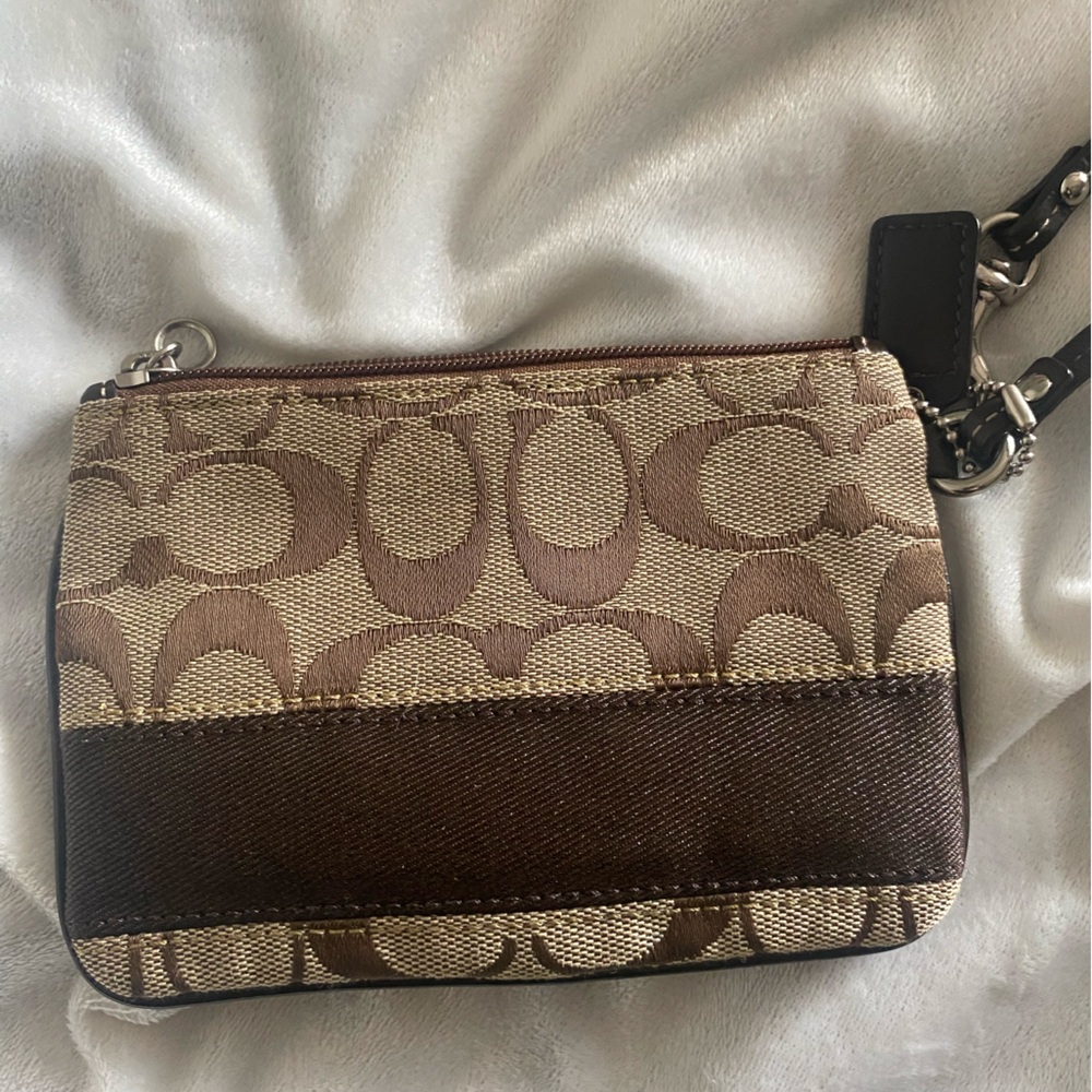 Coach Brown and Tan Wristlet